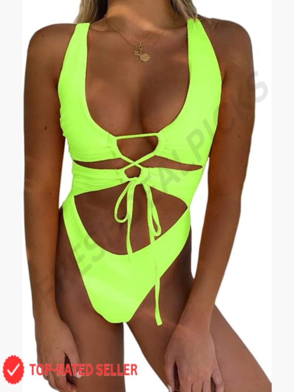 High Cut Cutout Lace Up Backless One Piece Swimsuit Monokini Sexy Swimwear